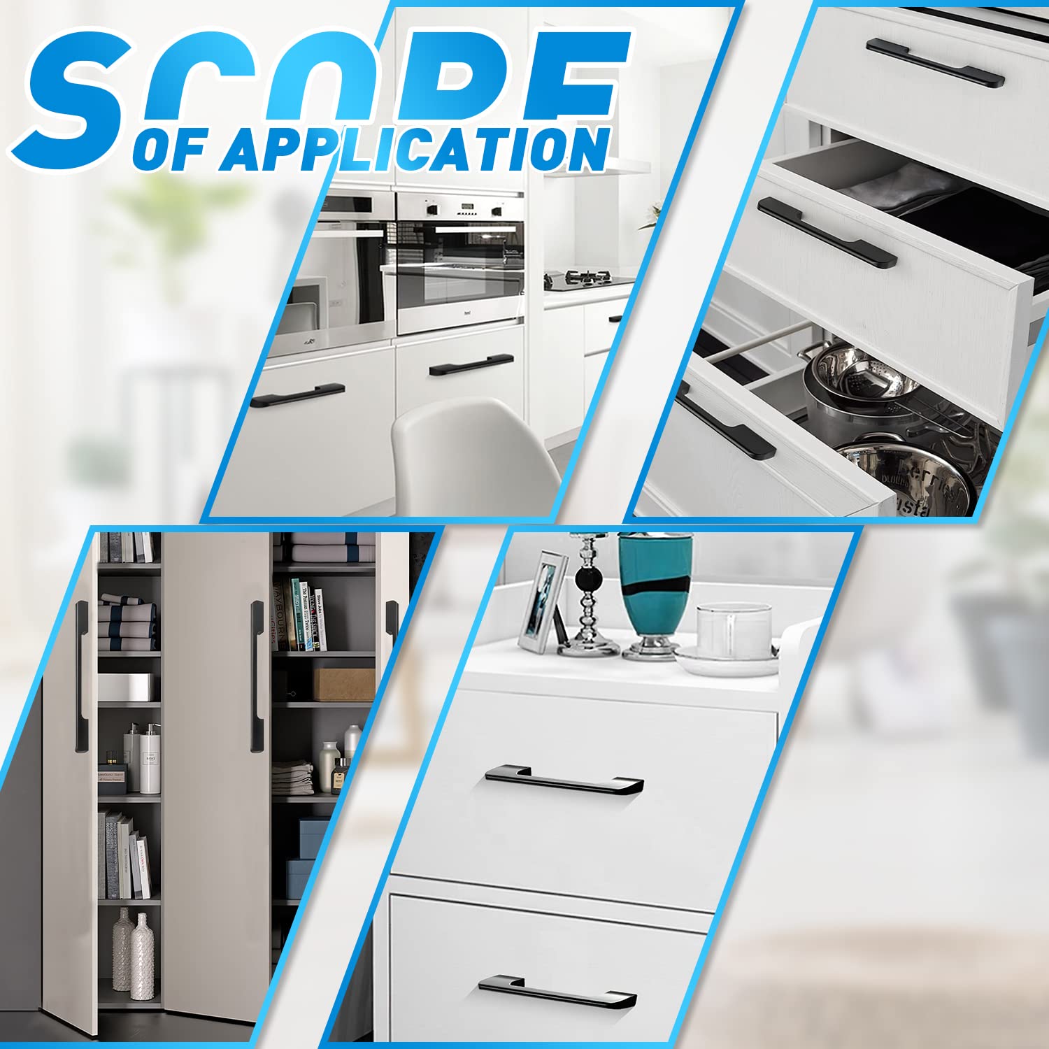 Lxoraziy Maniglie Cucina 160 mm 6 Pezzi Nere Zinco