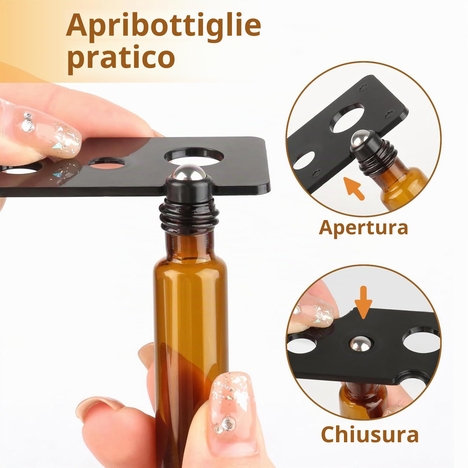 Quelcc Bottiglie Roll On Vetro Ambra 10 ml 10 Pezzi