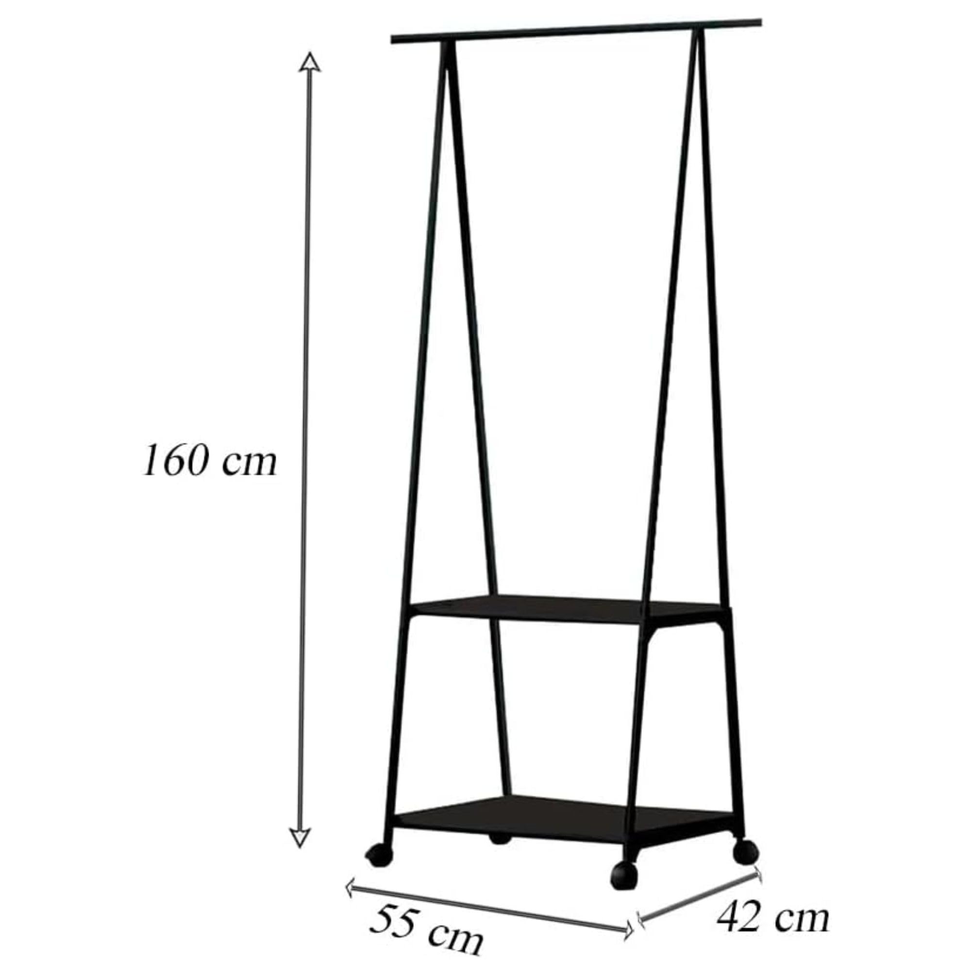 Cecaro Group Stand Appendiabiti con Ruote Nero 160x55x42 cm