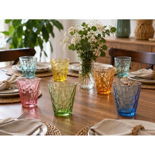 Cecaro Group Set 12 Bicchieri Vetro Colorato 250 ml Martellato