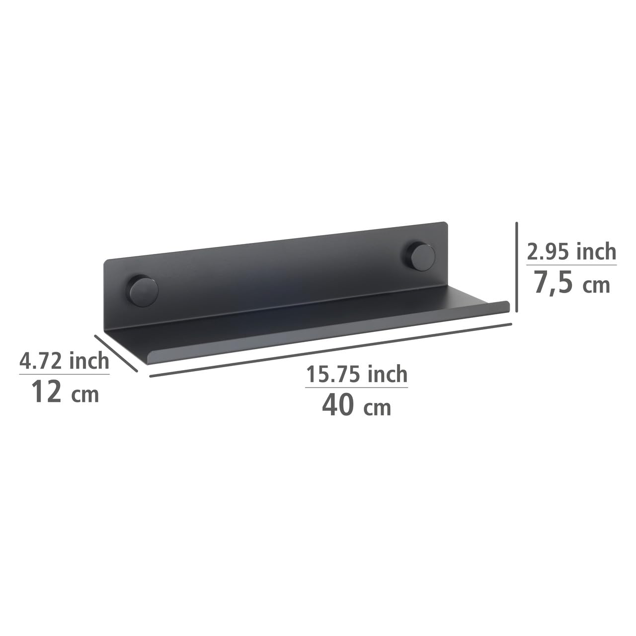 Wenko Jet M mensola parete 40 cm nera senza forare