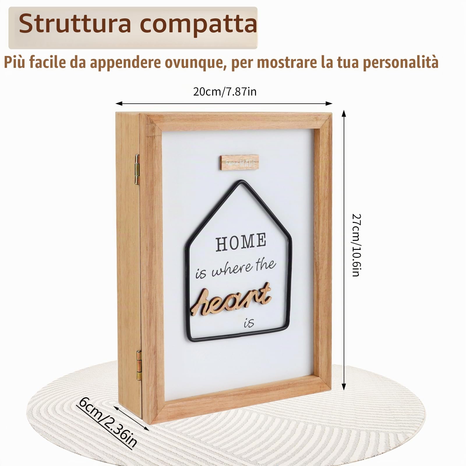 Gachiwar Portachiavi Parete Legno Bianco 27 cm 6 Ganci