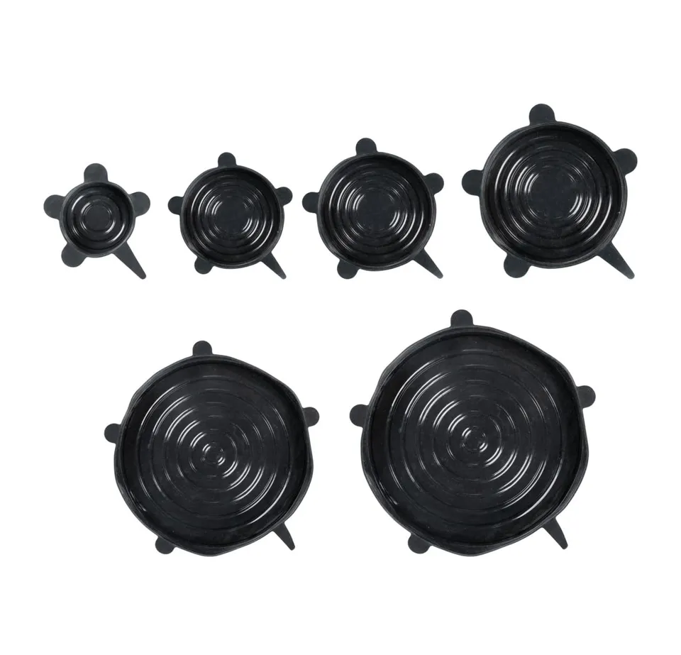 Wenko Loui coperchi silicone 6 pezzi neri ermetici