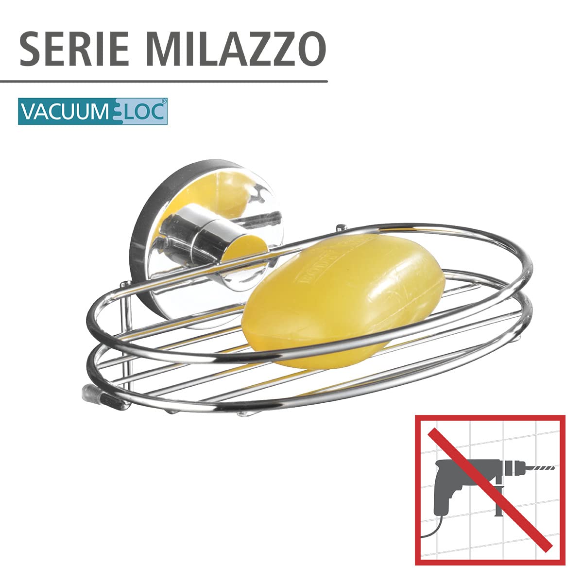 Wenko Vacuum-Loc Milazzo portasapone cromo senza forare