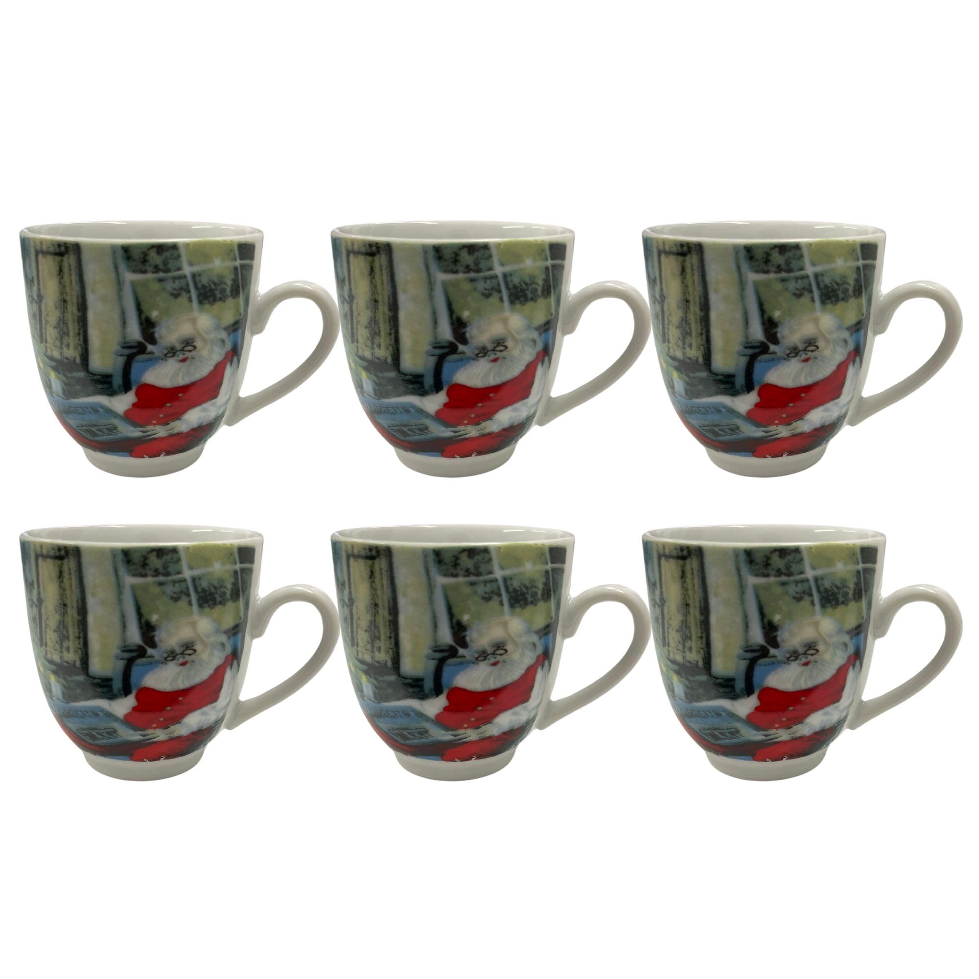 Cecaro Group Set 6 Tazzine Natalizie Ceramica Babbo Natale