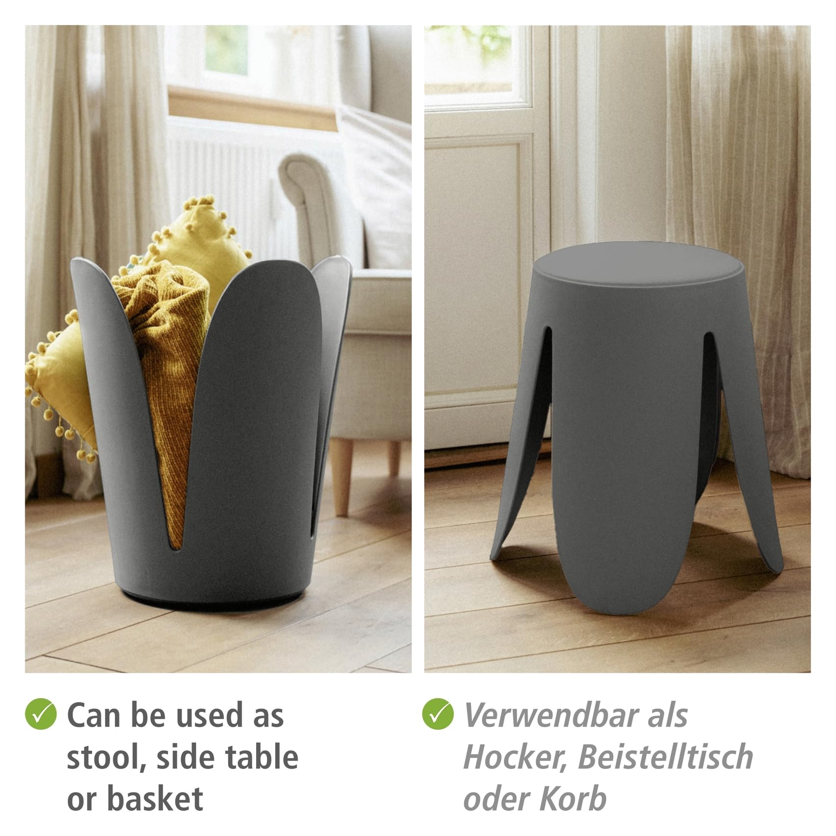 Wenko Comiso Sgabello Bagno 46 cm Grigio 180 kg