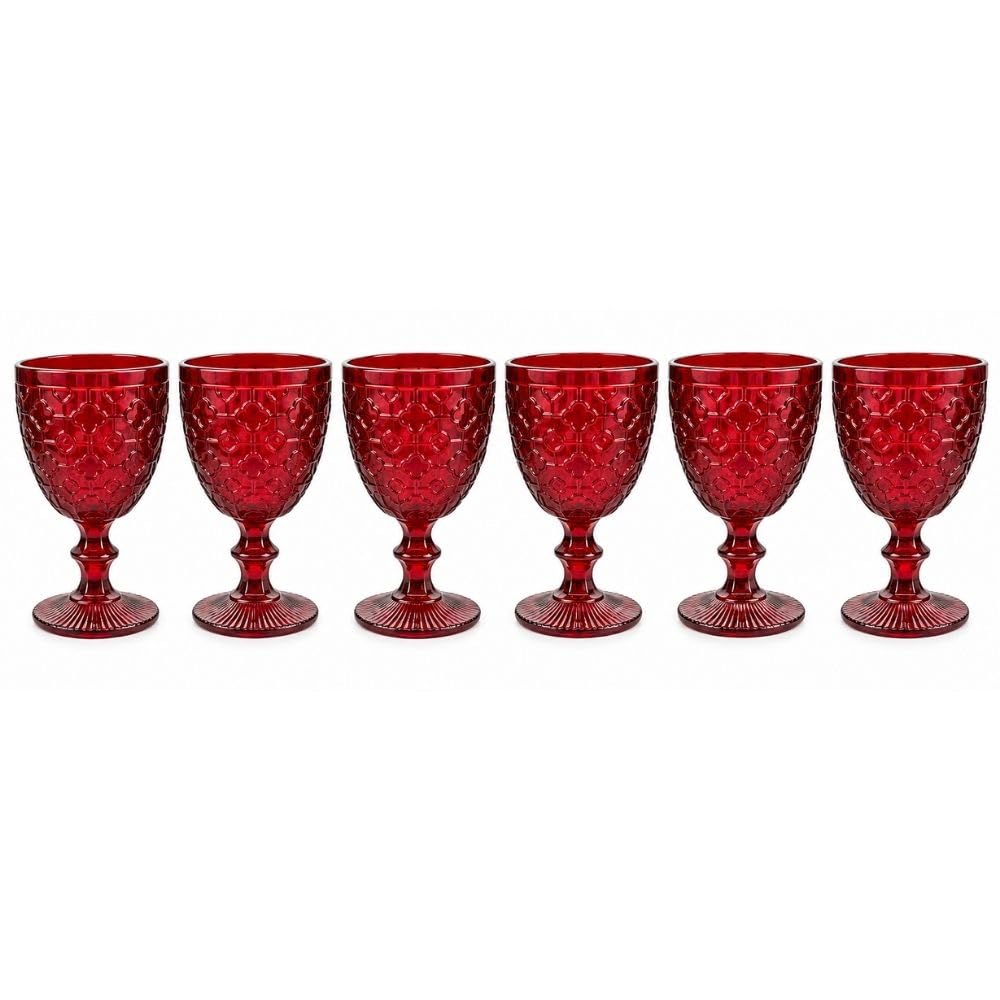 Cecaro Group Mosaico Calici Rossi Vetro 350 ml Set 12 Pezzi