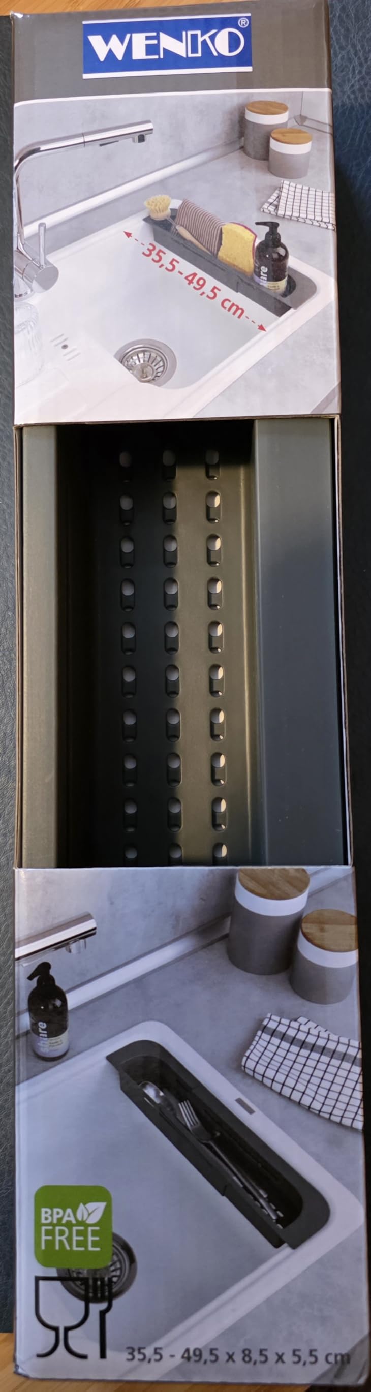 Wenko Fino organizer lavello grigio estensibile 49,5 cm