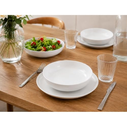 Cecaro Group servizio piatti ceramica 12 pezzi bianco 6 persone