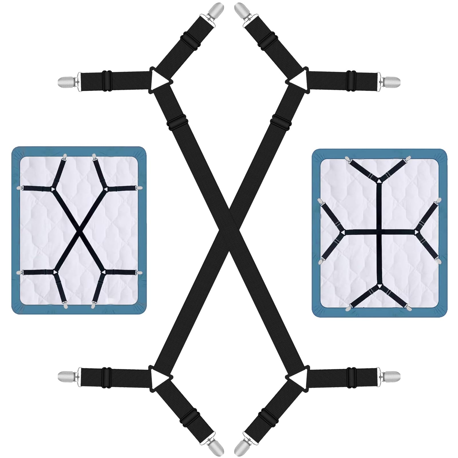 Quelcc elastici ferma lenzuola bianchi 2 pezzi triangolari