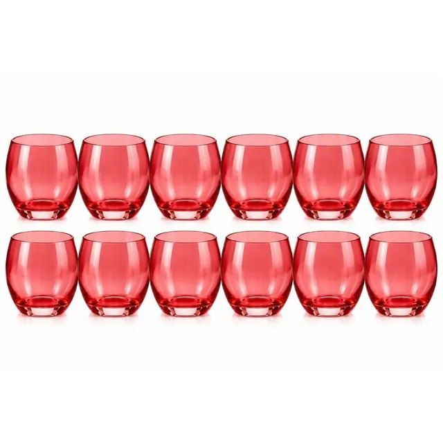 Cecaro Group Set 12 Bicchieri Rossi Vetro 350 ml Lisci