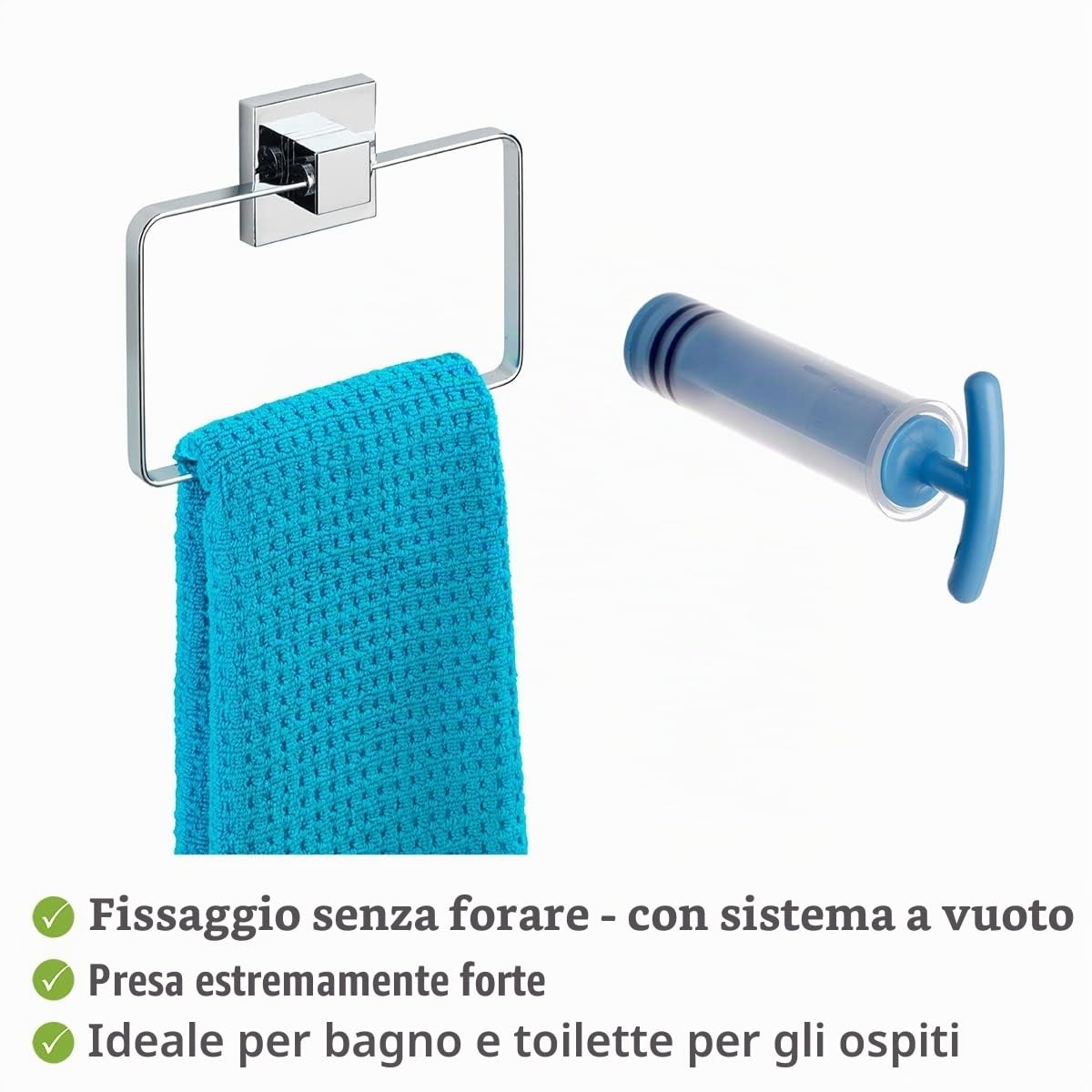 Wenko Vacuum-Loc Quadro Anello Portasalviette Acciaio