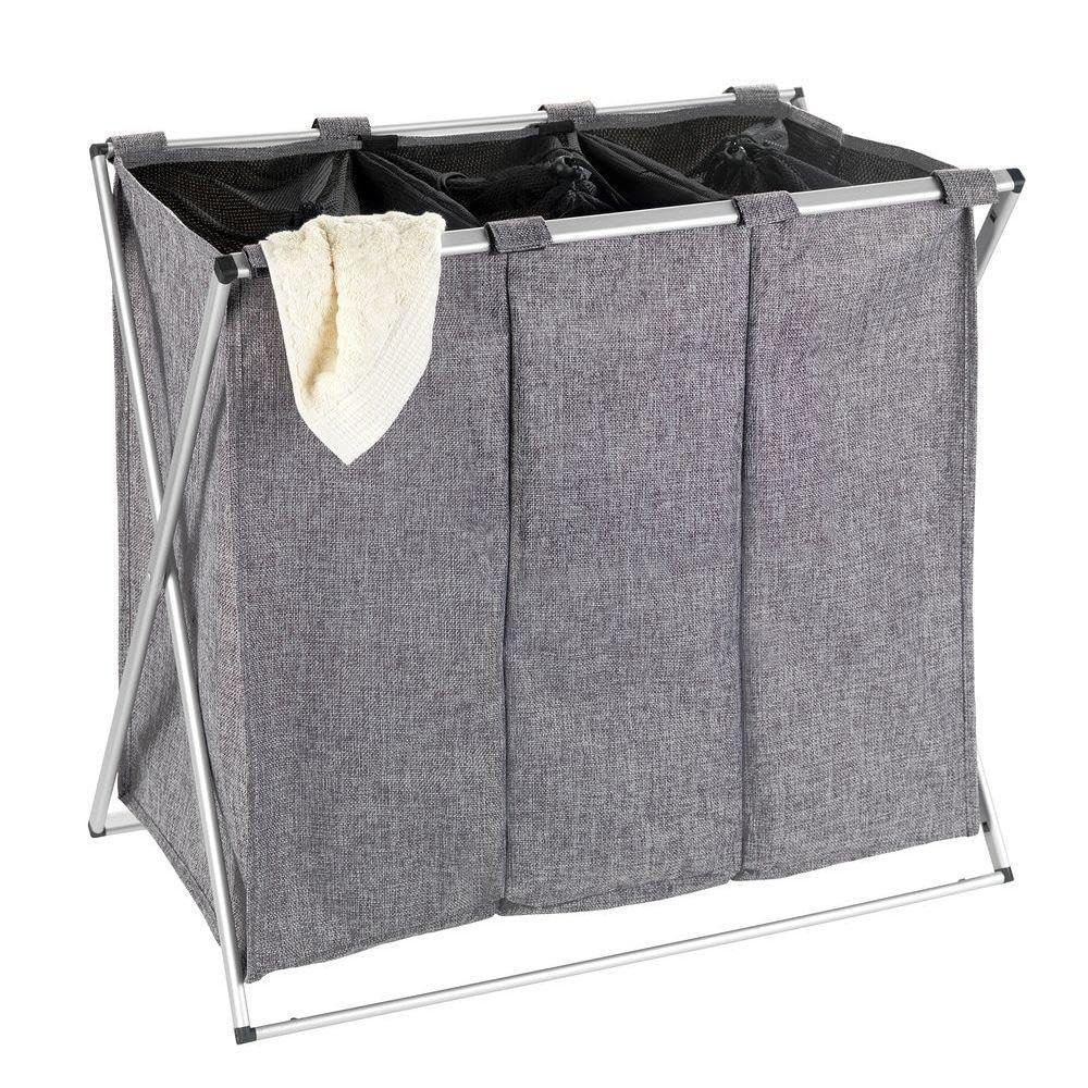 Wenko Trio cesto portabiancheria grigio melange 130 L