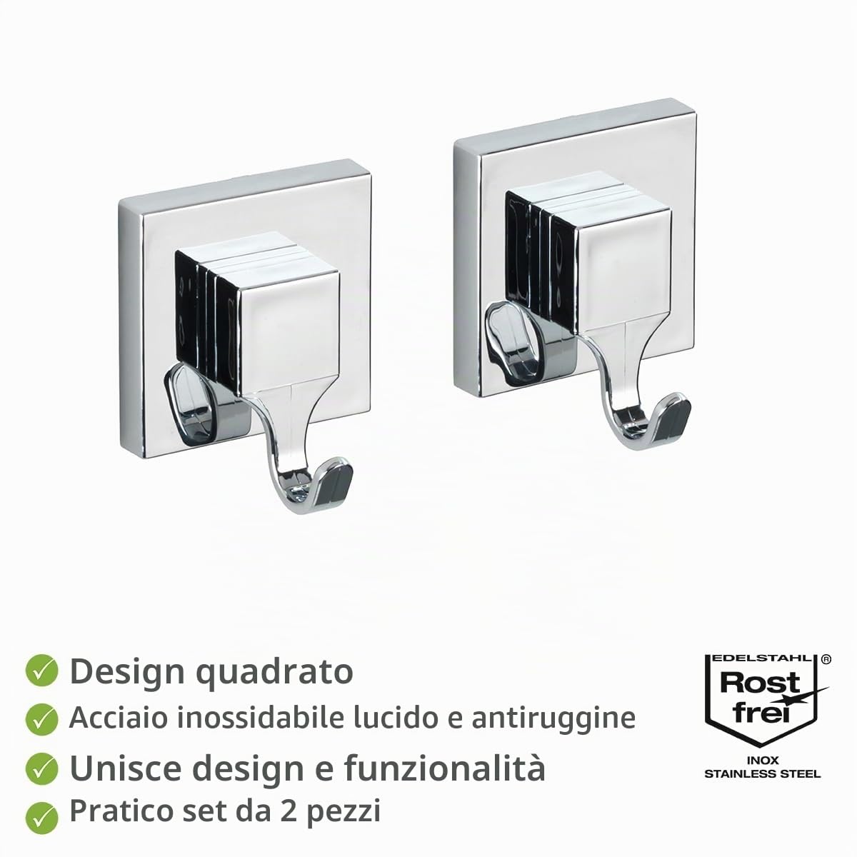 WENKO Vacuum-Loc Quadro gancio parete 2 pezzi senza forare