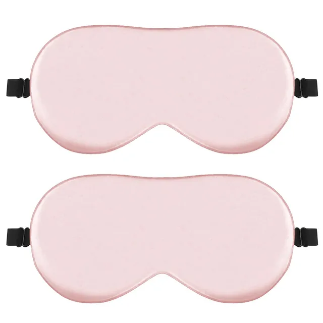 Quelcc Maschera Occhi Notte in Seta 2 pz Rosa Oscurante