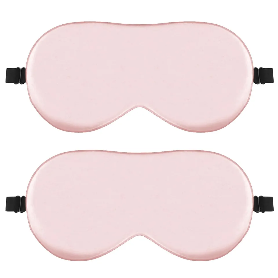 Quelcc Maschera Occhi Notte in Seta 2 pz Rosa Oscurante