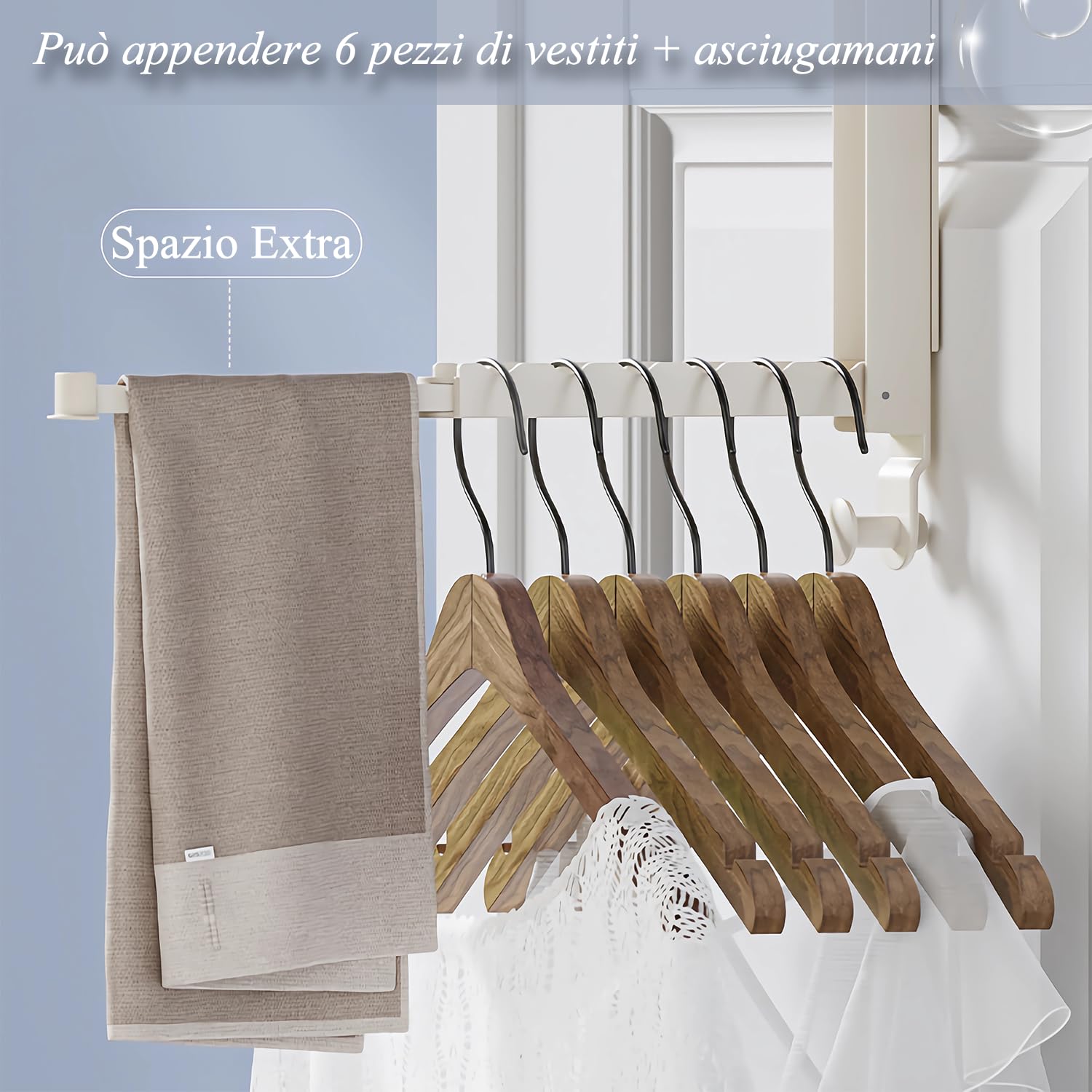 Gachiwar attaccapanni da porta pieghevole bianco 2 pezzi