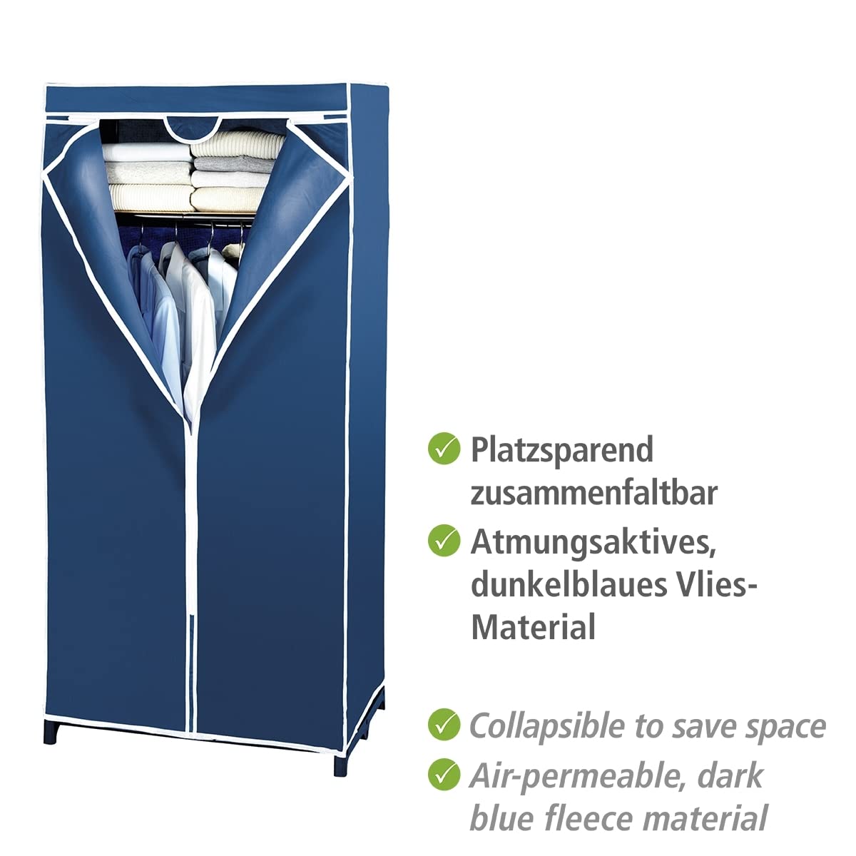 Wenko Air armadio in tessuto con ripiano 75x160x50 cm blu