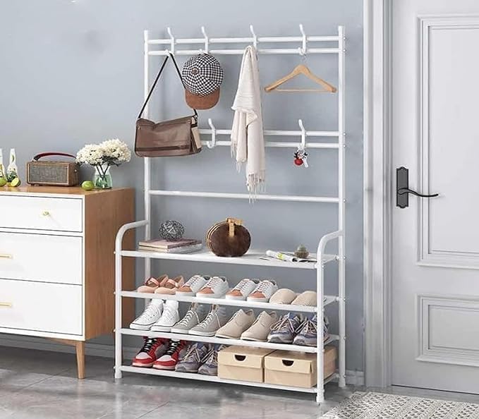 Cecaro Group Appendiabiti Ingresso Panca Scarpiera 4 Ripiani bianco