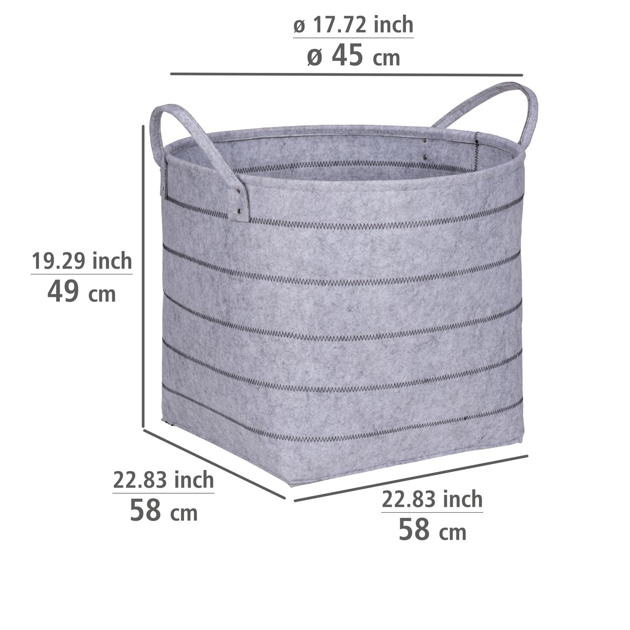 Wenko Nella XL cesto feltro grigio 129 l con manici