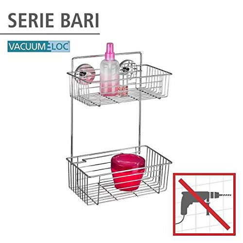 Wenko Vacuum-Loc Bari mensola 2 piani cromo