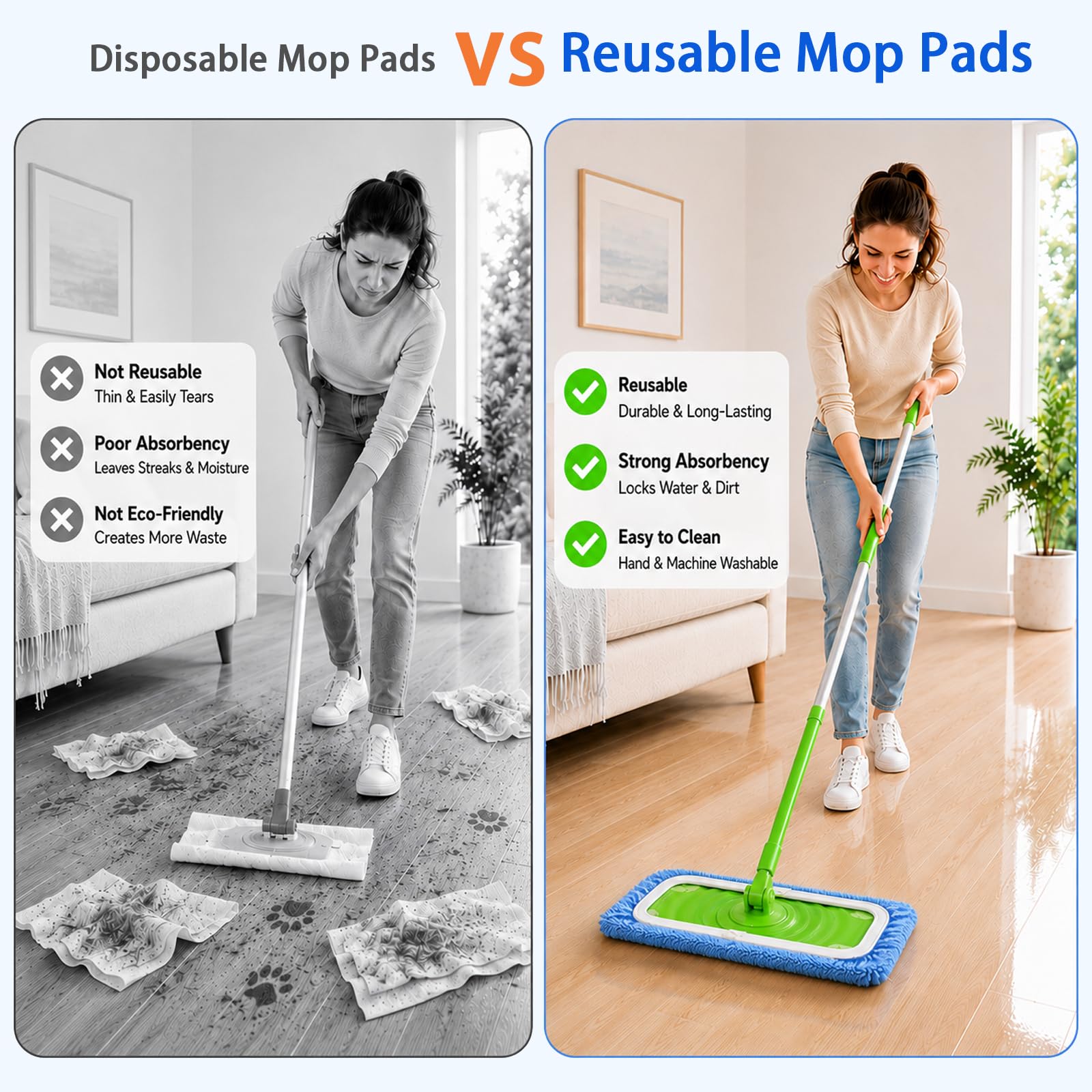 Quelcc Panni Microfibra Pavimenti Swiffer 10 Pezzi Blu Lavabili