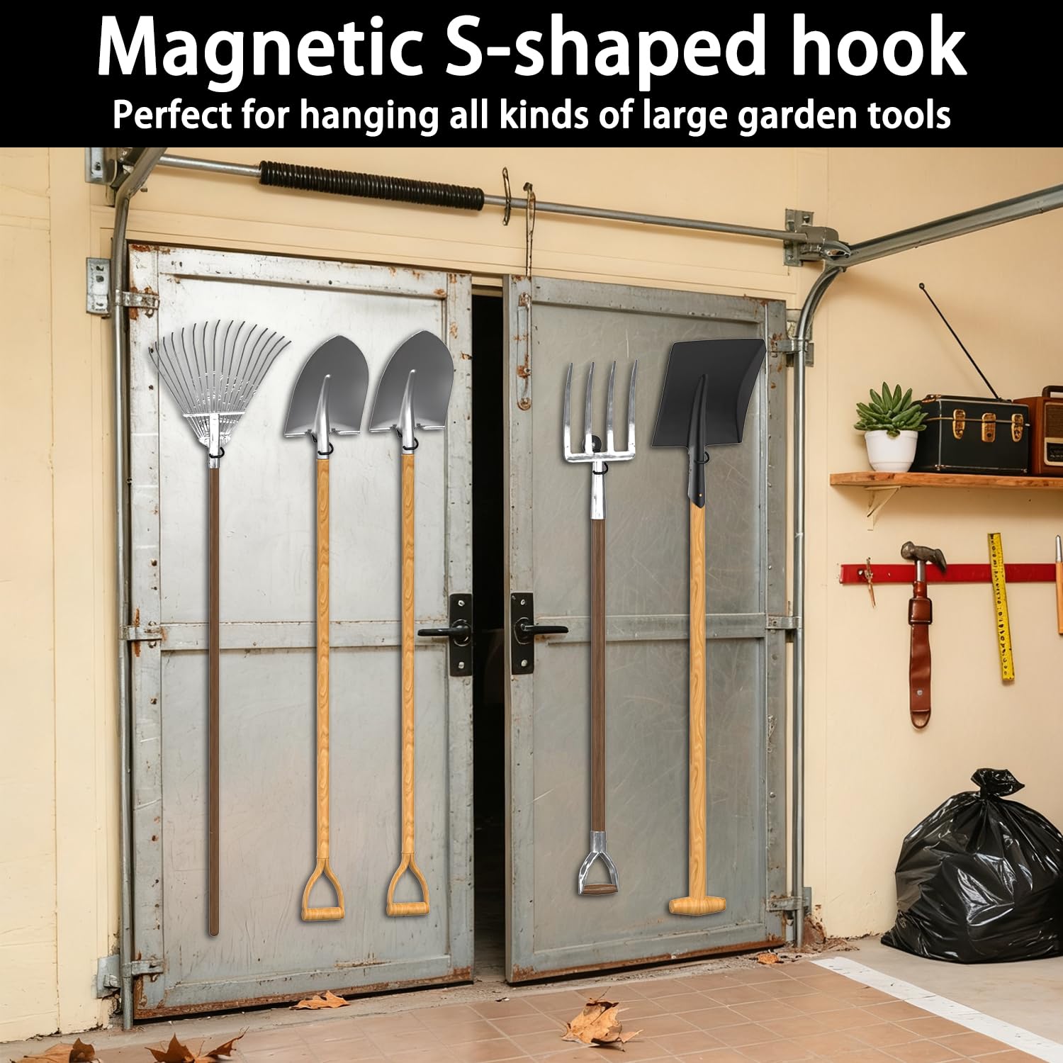 3-H Supporto Magnetico Scopa e Mocio Nero 4 Pezzi Metallo