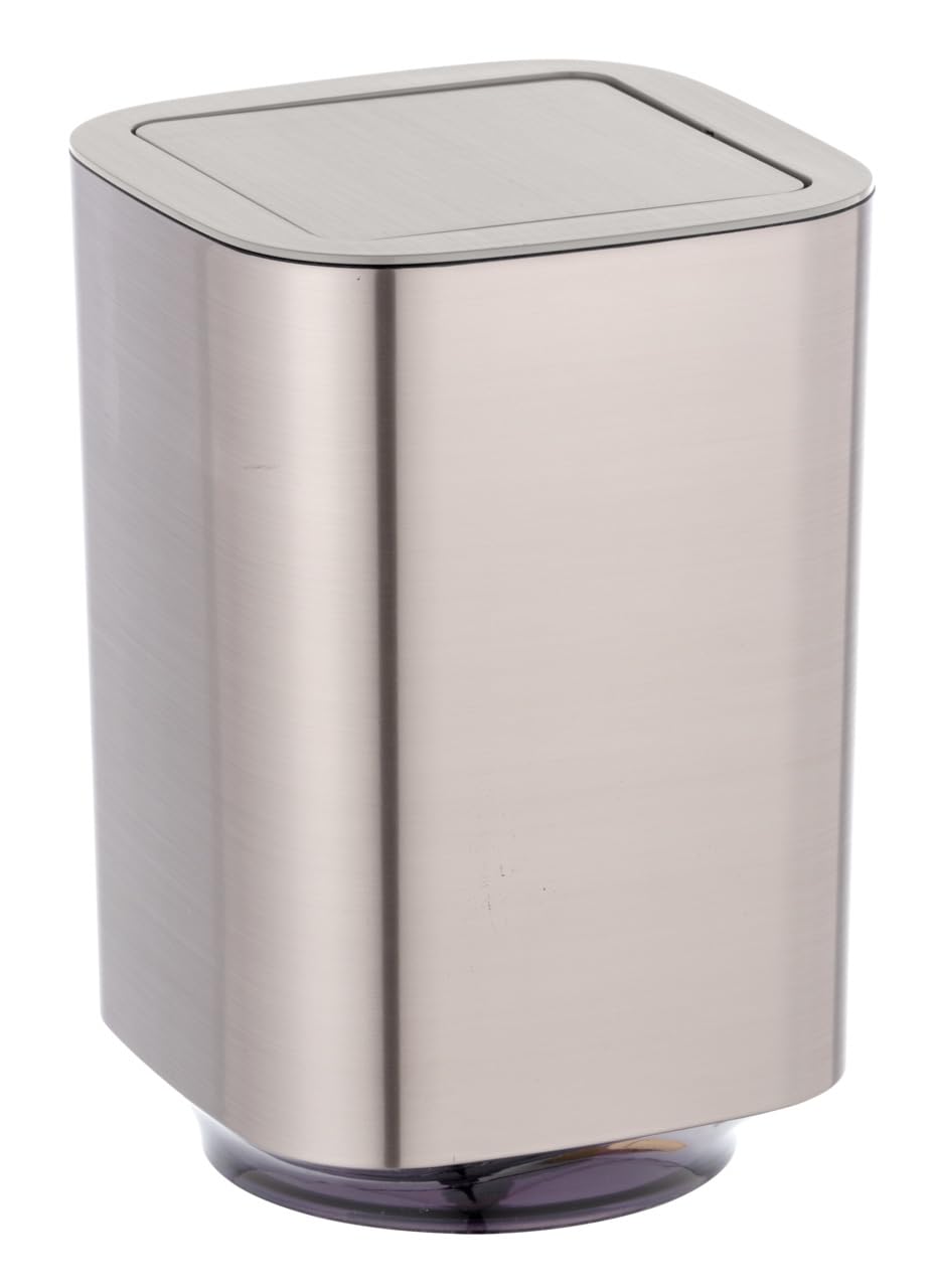 Wenko Pattumiera Bagno Oro 5,5 L con Coperchio Basculante