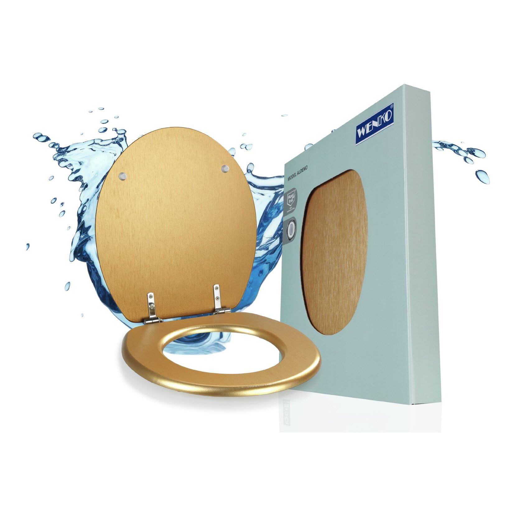 Wenko Aldeno copriwater MDF oro opaco 37x41 cm