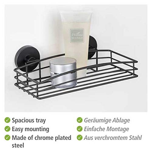 Wenko Vacuum-Loc mensola doccia nera 26 cm senza forare