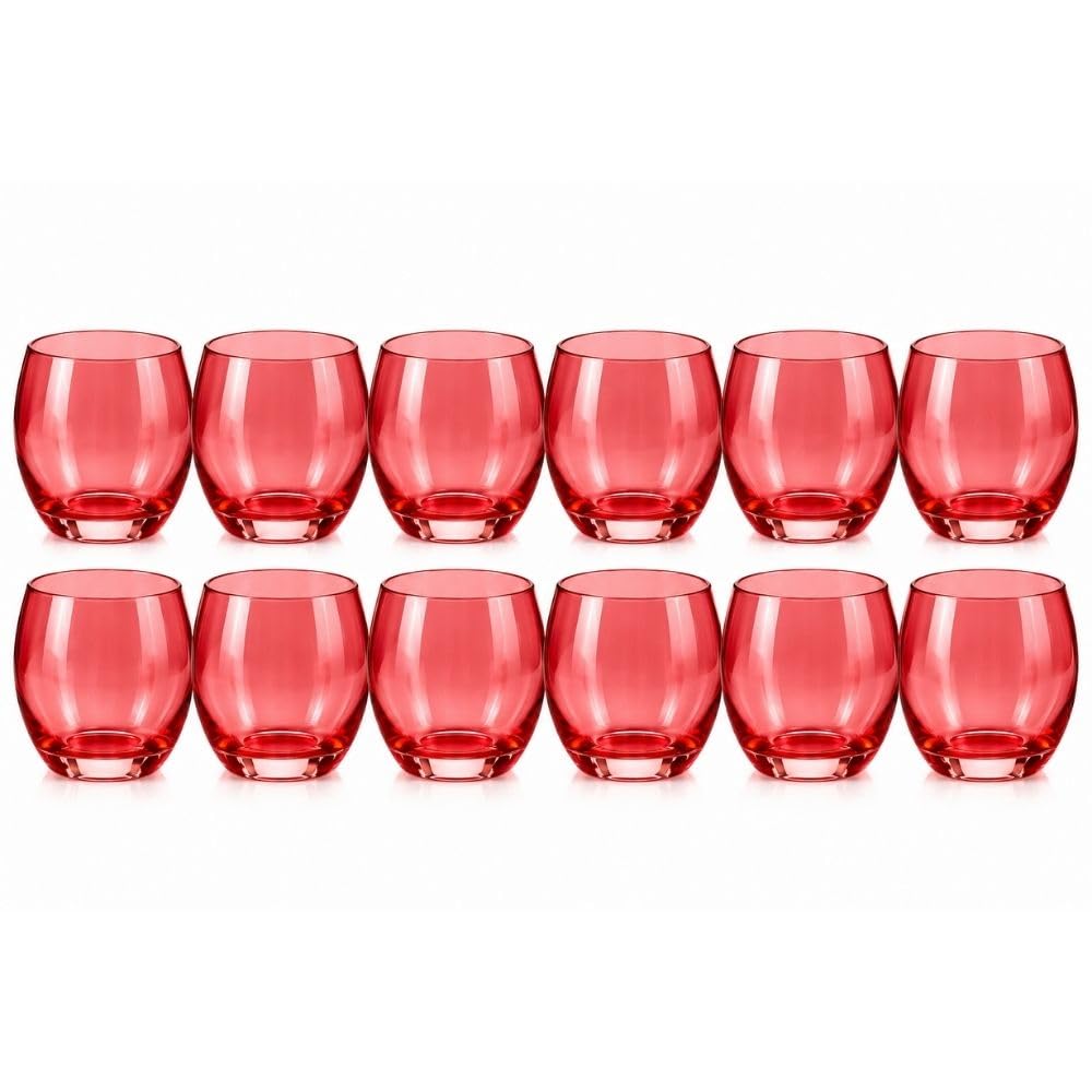Cecaro Group Set 12 Bicchieri Rossi Vetro 350 ml Lisci