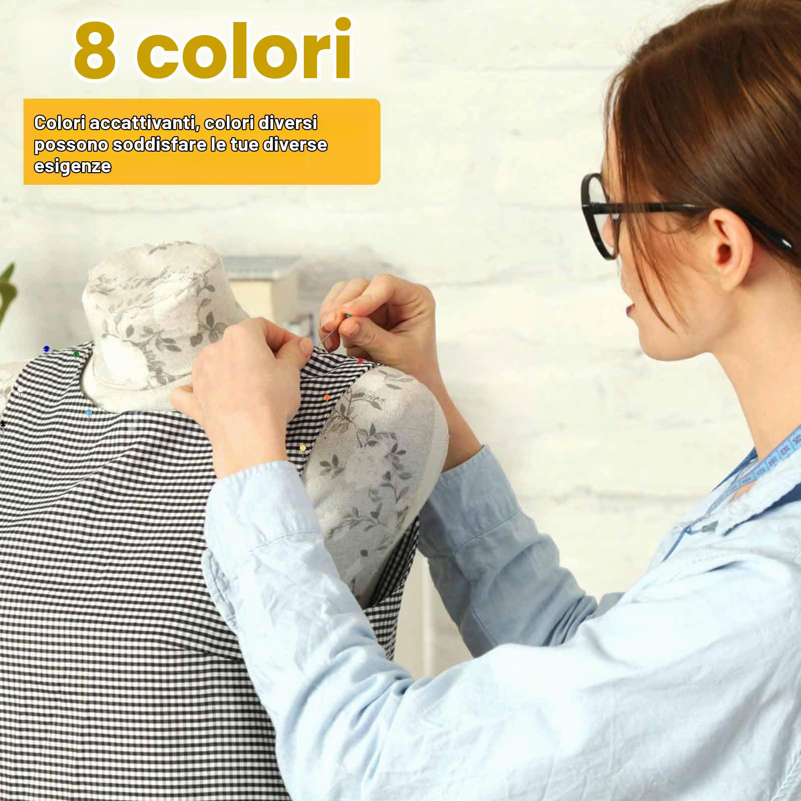 Quelcc spilli sarta 38 mm multicolore 250 pezzi testa vetro
