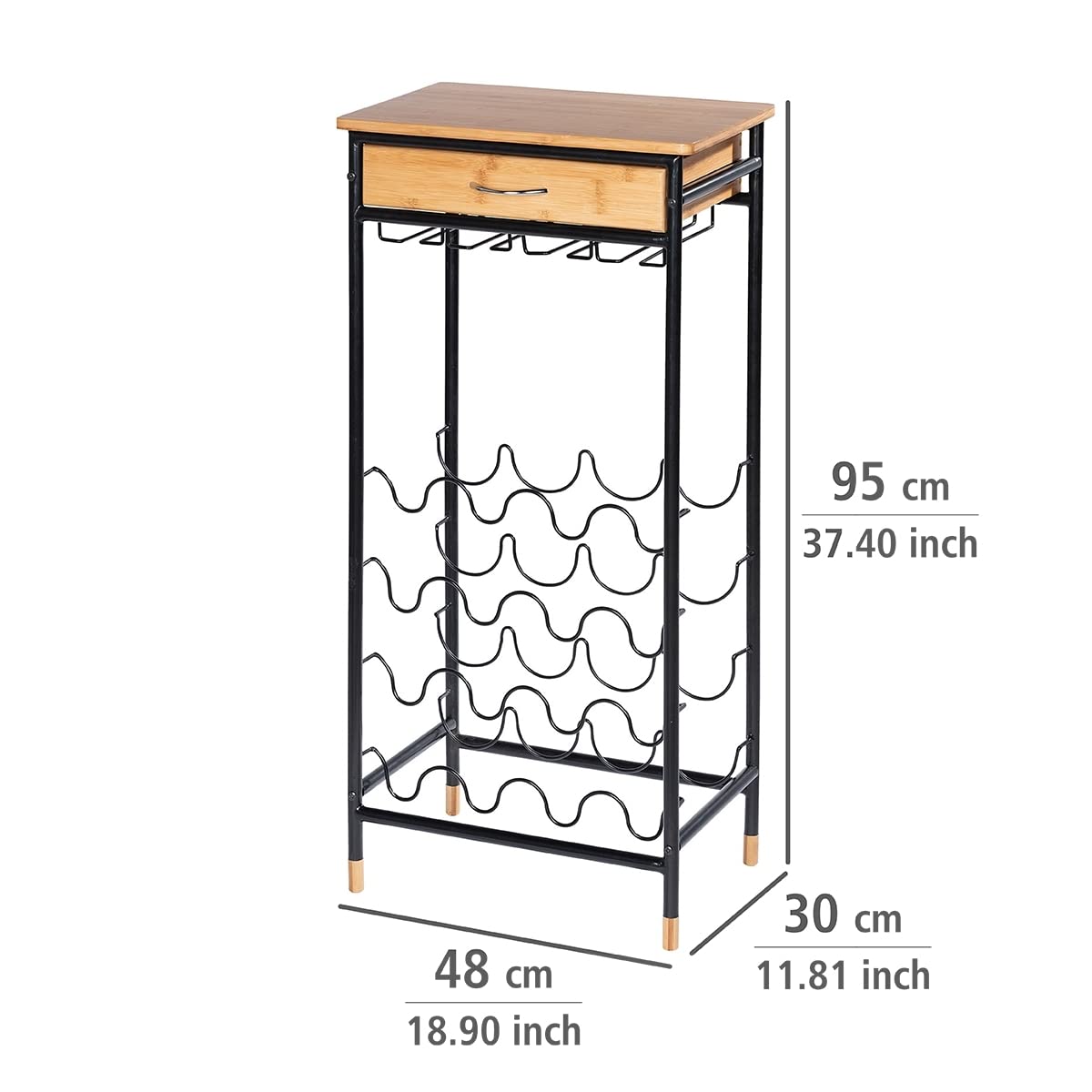 Wenko Loft portabottiglie 16 bottiglie bambù con bicchieri