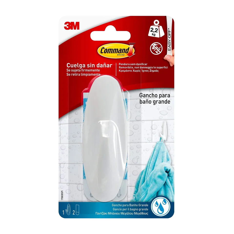 Command Bagno Grande Gancio Adesivo 1 pz 2,2 kg Impermeabile