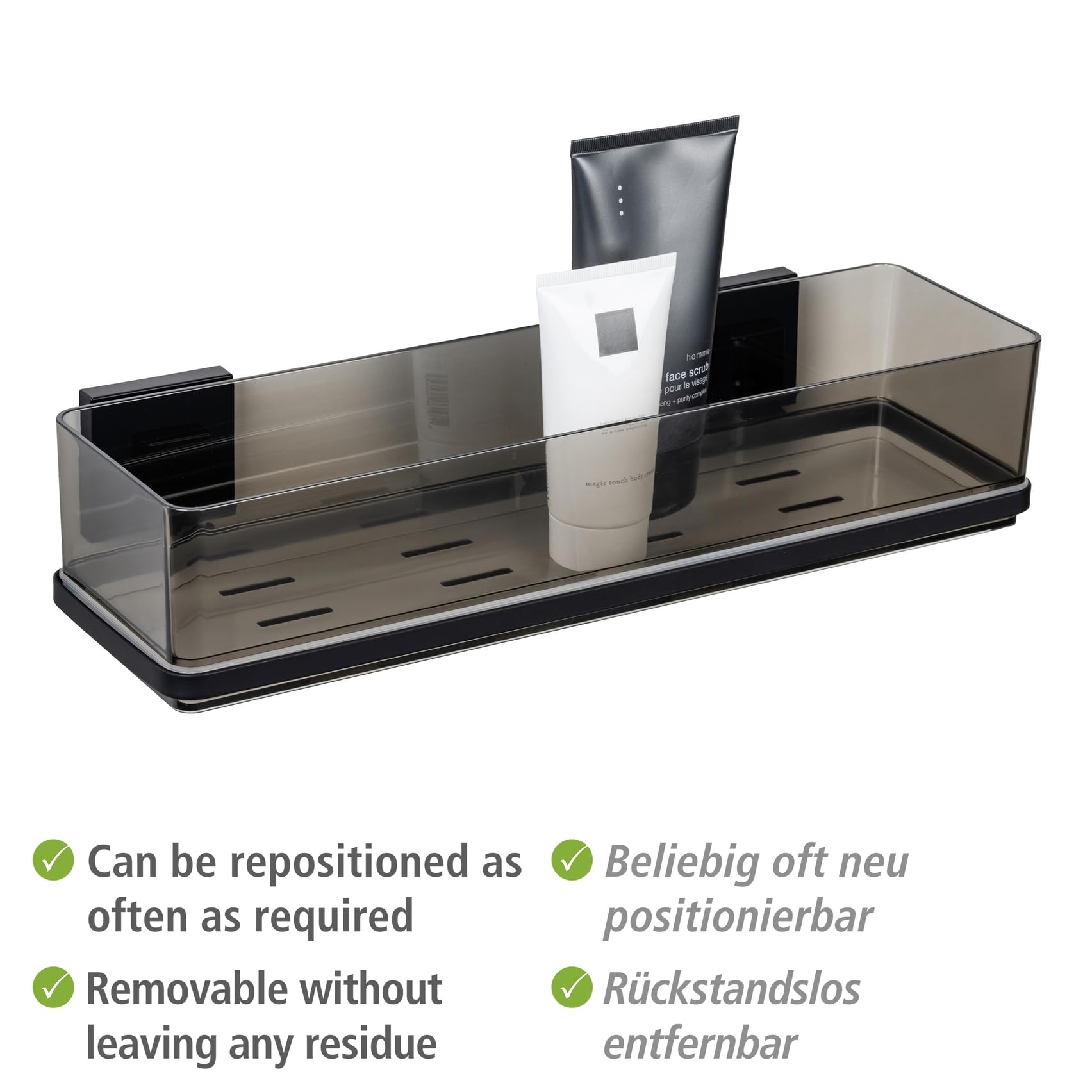 Wenko Vacuum-Loc Quadro mensola bagno nero 38,5 cm