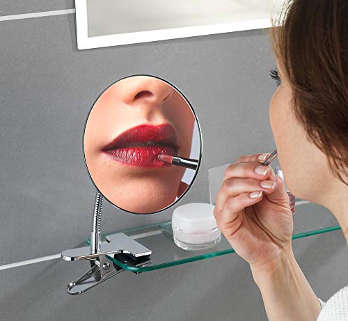 WENKO Specchio Cosmetico con Clip Ingrandimento 5x Cromato