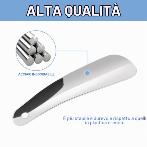 Quelcc calzascarpe metallo acciaio inox 16 cm