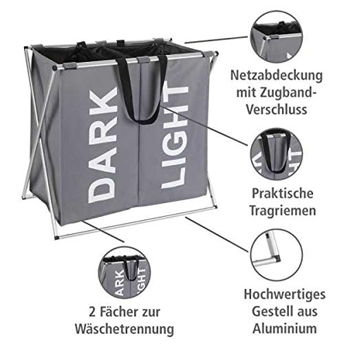Wenko portabiancheria 2 scomparti grigio 120 L