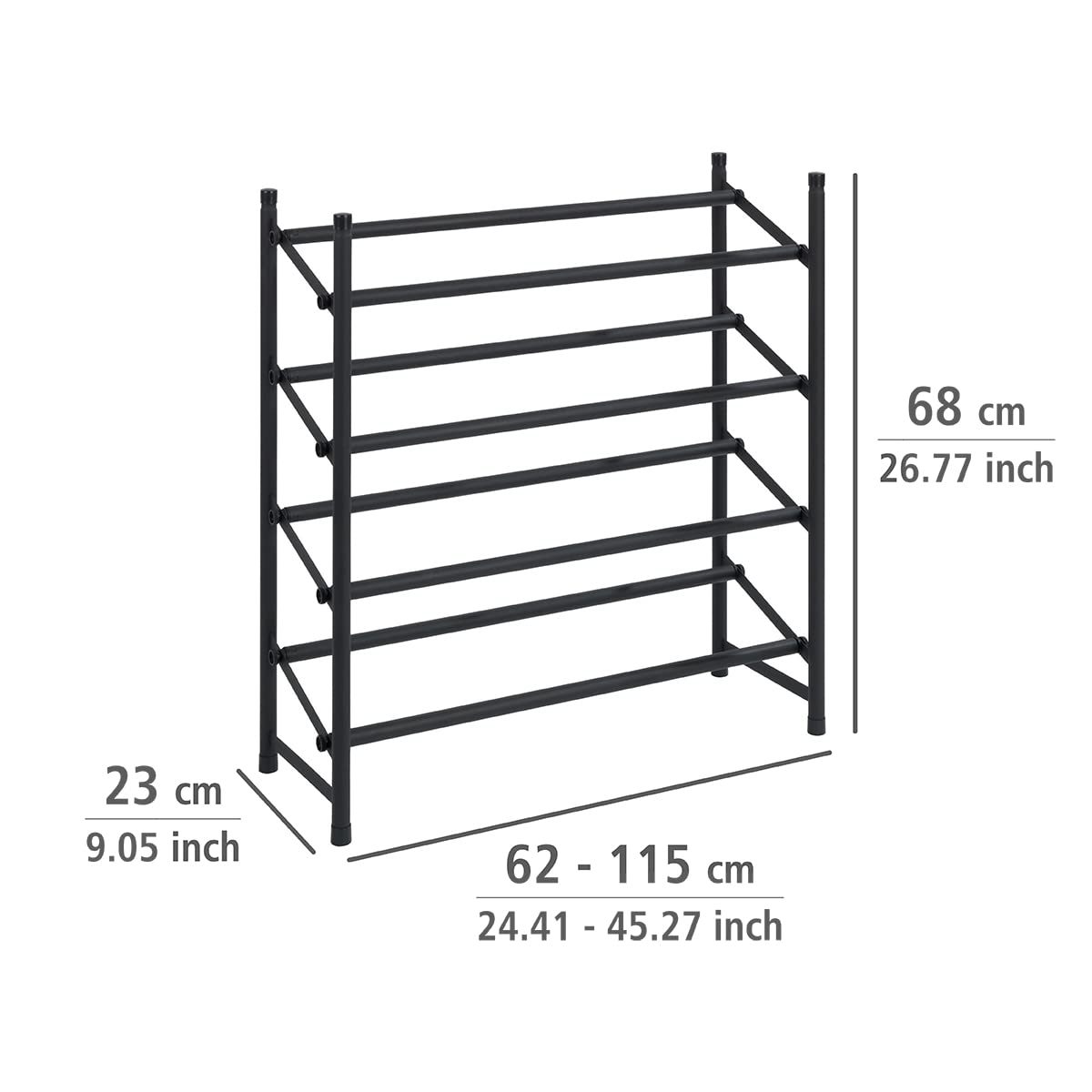 Wenko Hero Scarpiera Estensibile 24 Paia Nera 62-115 cm