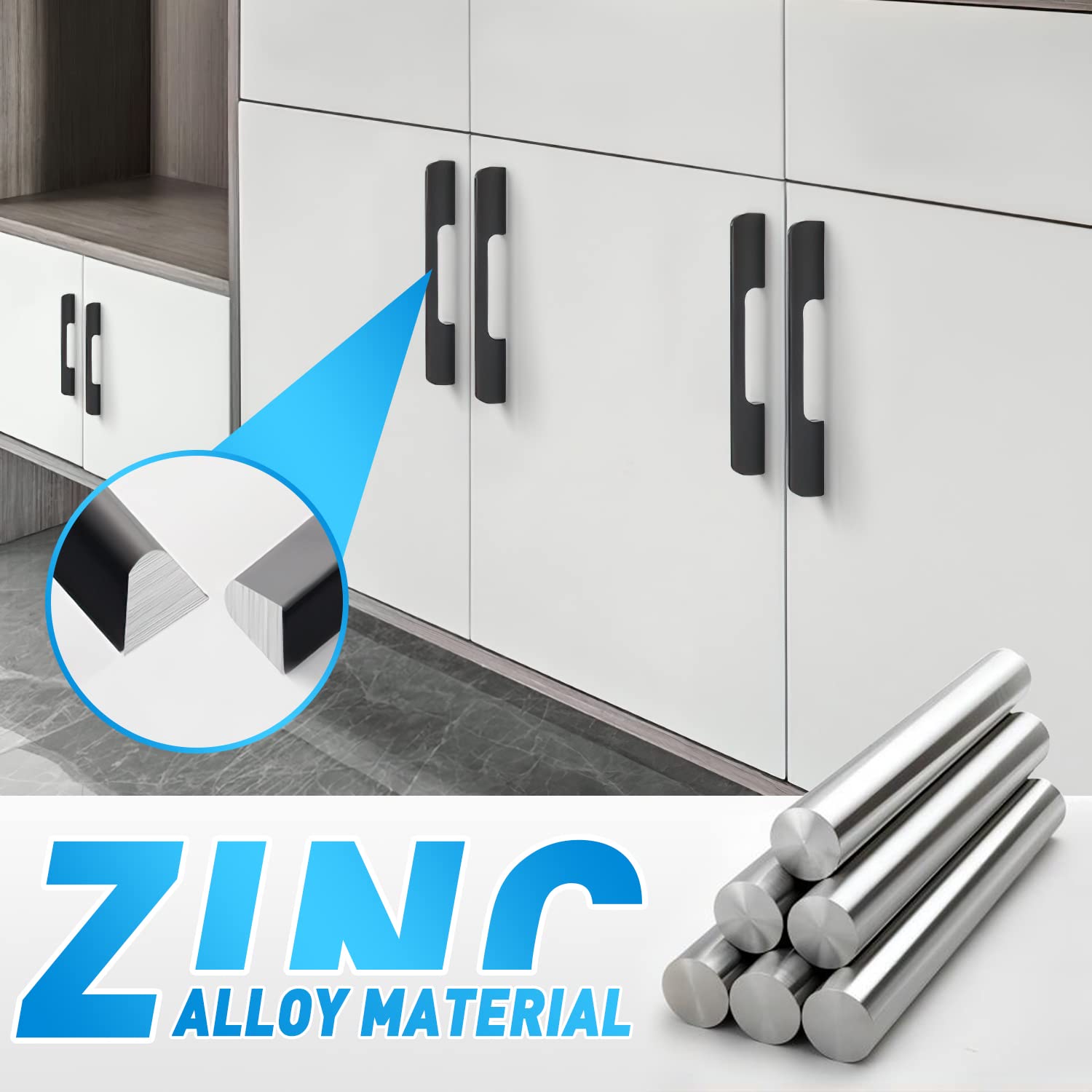 Lxoraziy Maniglie Cucina 160 mm 6 Pezzi Nere Zinco