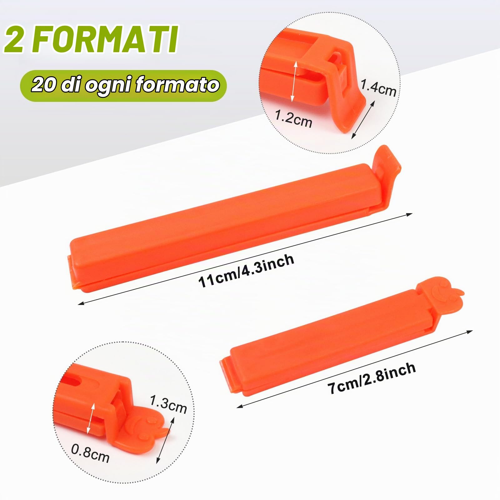 Quelcc clip chiudi sacchetti 40 pezzi 5 colori