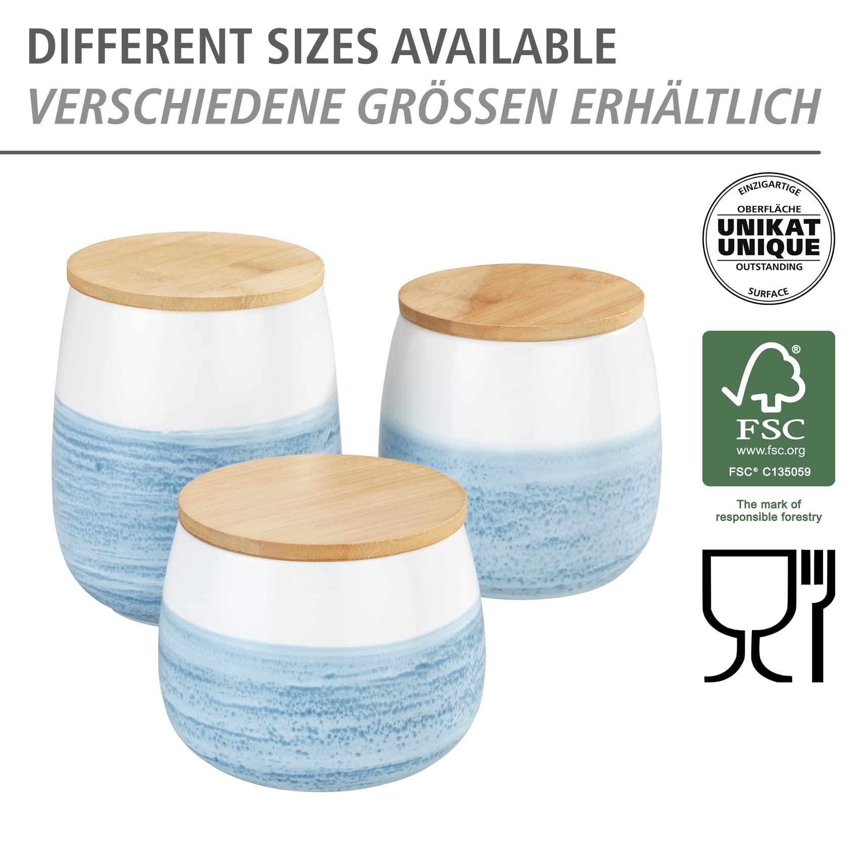 Wenko Mala barattolo ceramica bianco blu 1 l