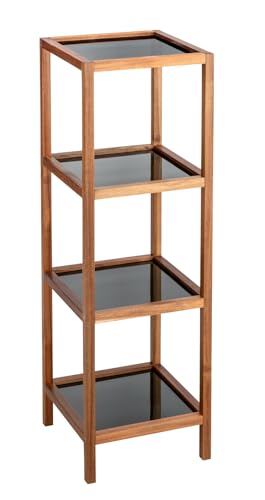 Wenko Fondi scaffale bagno 4 ripiani acacia vetro 36x112x36 cm