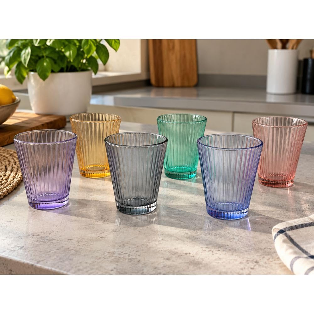 Cecaro Group Serie Color set 6 bicchieri vetro 210 ml rigati