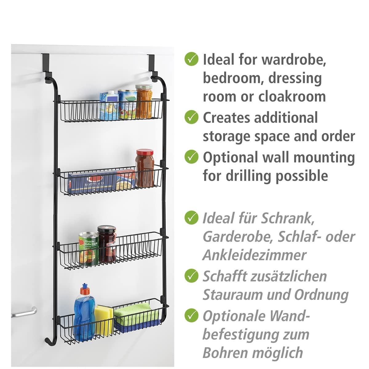 Wenko scaffale porta 4 ripiani nero 50x109 cm