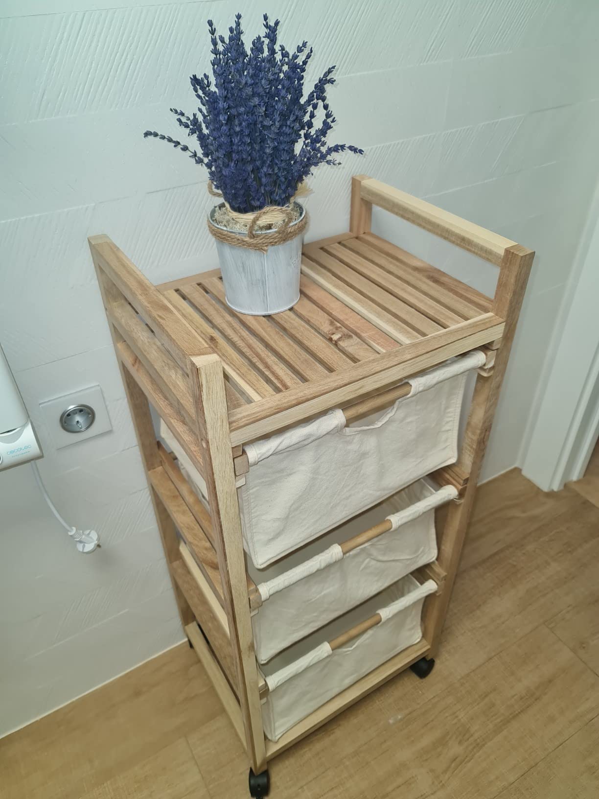 Wenko Acina carrello 3 cassetti legno acacia