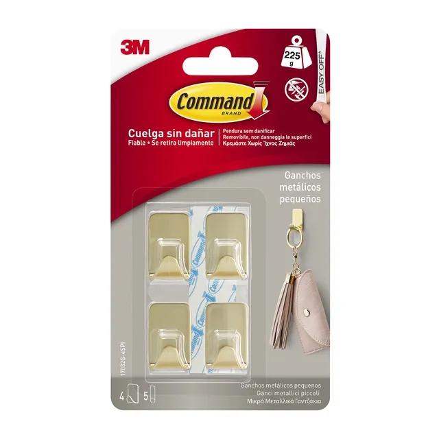 Command 17032BR gancio adesivo piccolo oro 4 pezzi 225 g