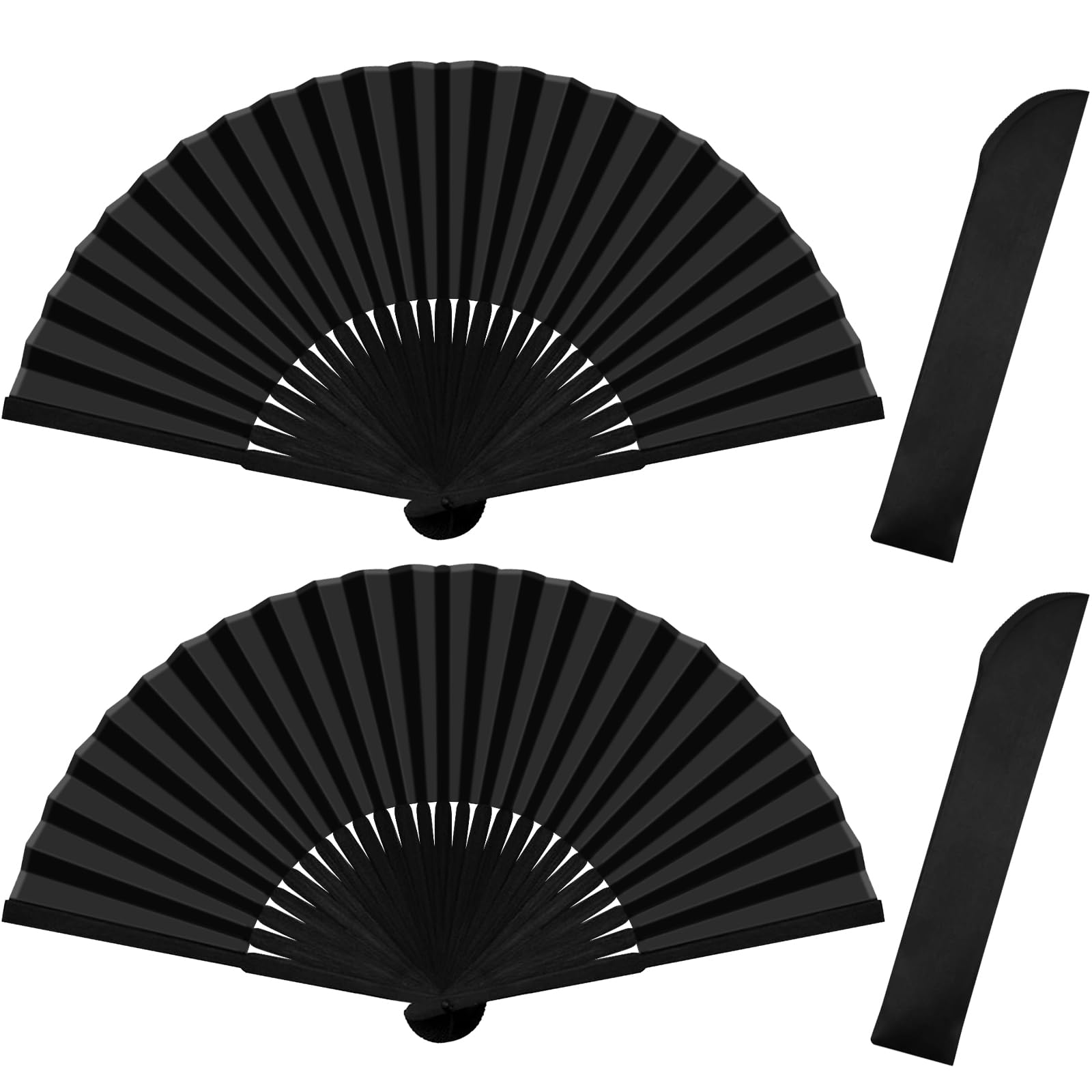 Quelcc Ventaglio Nero 2 Pezzi Bambù 38 cm