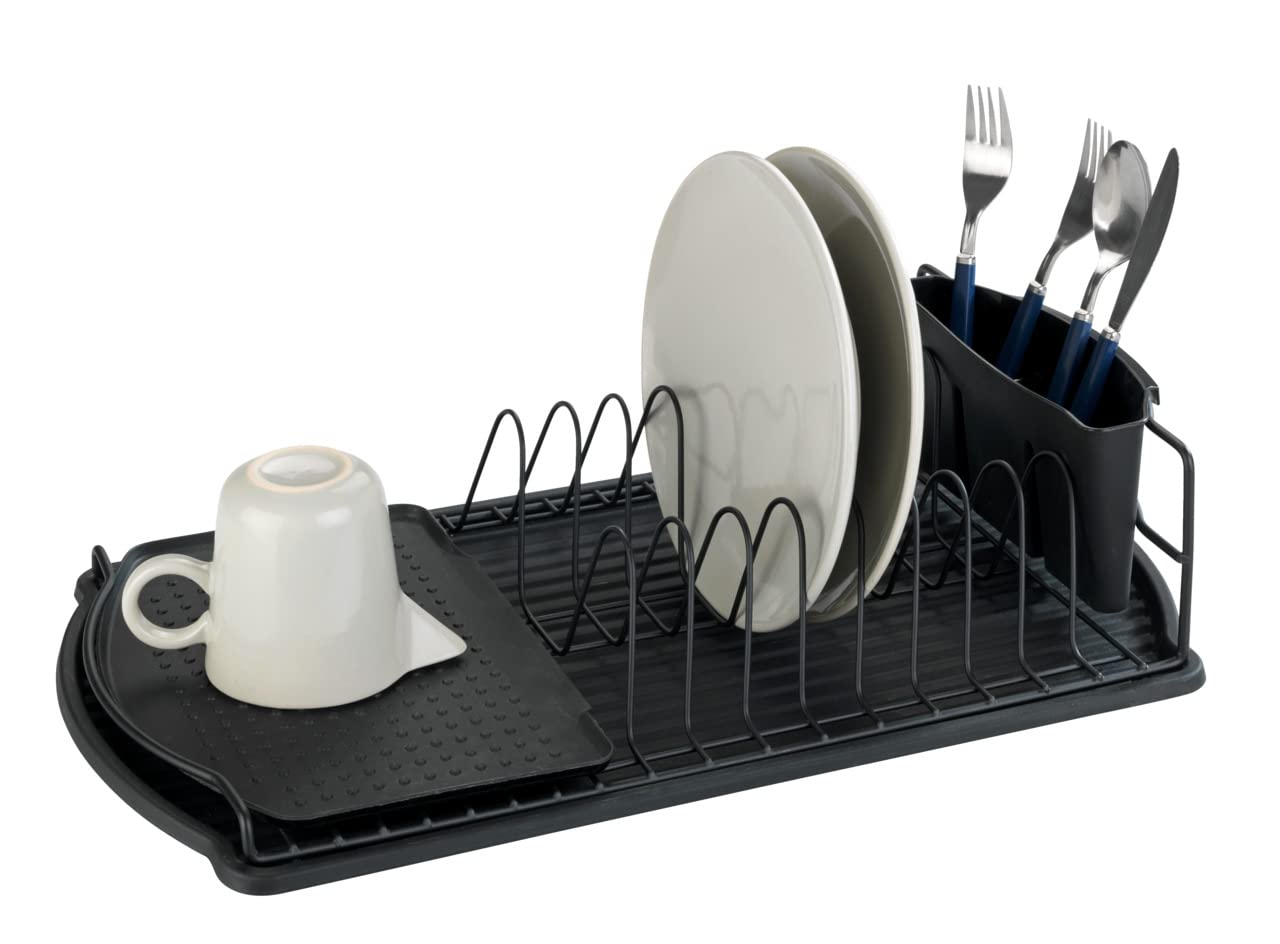 Wenko Basic scolapiatti nero 47,5 cm con vaschetta