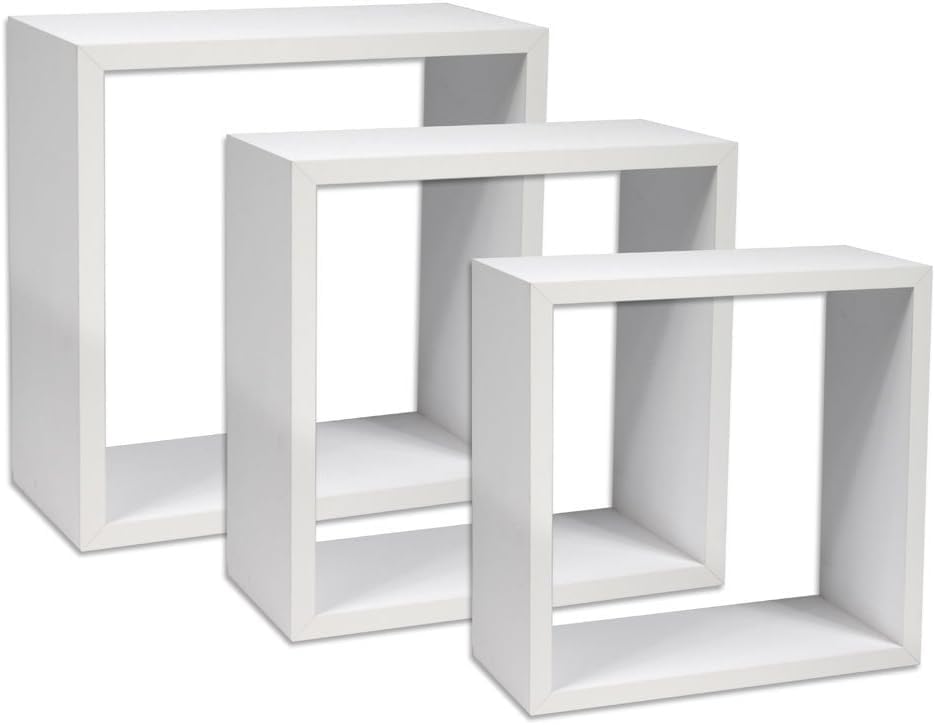Cecaro Group Cubo Mensole Parete Bianche Set 3 Pezzi MDF